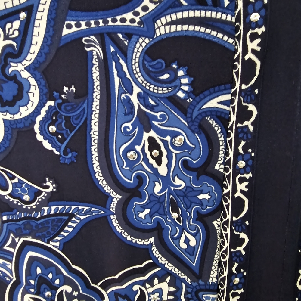 INC International Concepts Navy Paisley Tank Top - Picture 4 of 5
